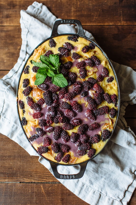 Blackberry & White Chocolate Bread Pudding